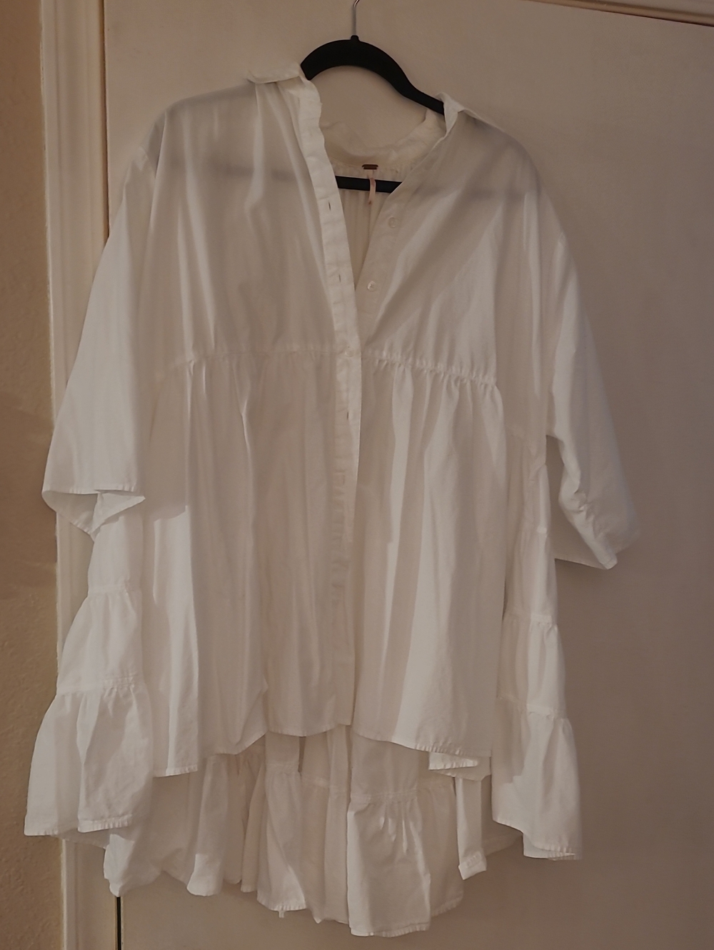 Free People Women's White Tiered Button-Front Blouse
